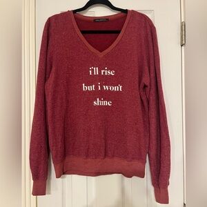 Wildfox Red V-Neck Sweater Cozy Knit Casual